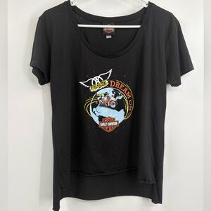Harley-Davidson Aerosmith "Dream On" Shirt Women's Black Scoop Neck Large